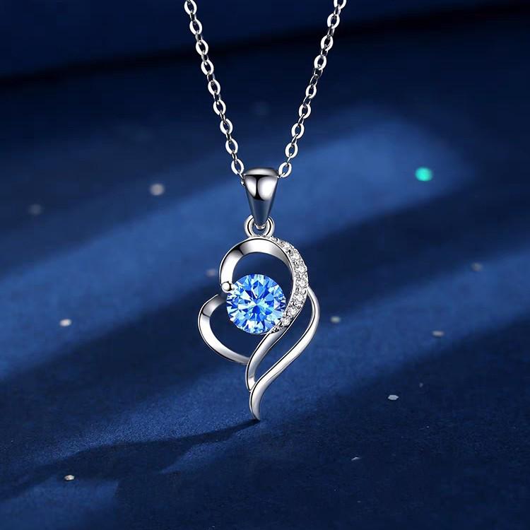 Серебряное ожерелье-сердце S925 с бриллиантами из циркония - Я люблю тебя с первого взгляда Океанское сердце Ювелирные изделия