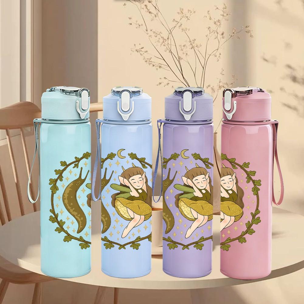 1PC Wreath Forest Fairy Art 750ml Color Plastic Sports Water Bottle Leakproof Flip Straw Lid Suitable for Sports Office Home Use