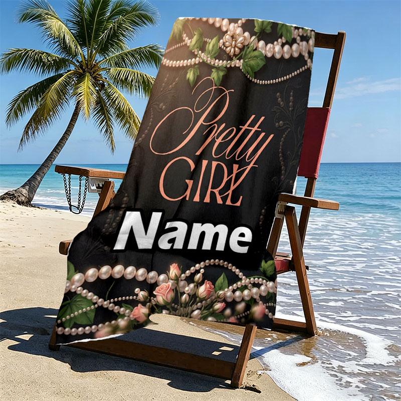 Custom Name Personalized Alpha Kappa Alpha Print Beach Towel, for Trip Camping Beach Party Home Decor, Birthday Gift for Family & Friends