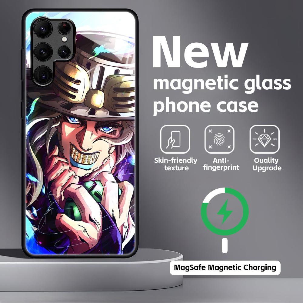 HOT JOJO Steel Ball Run Phone Case For Samsung S26 S25 S24 S23 S22 S21 Plus Ultra Note20 Glass Magnetic Case