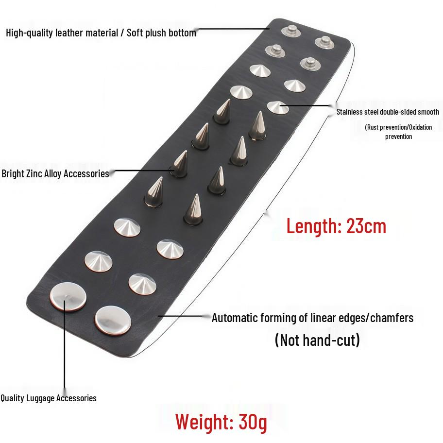 European American Punk Men's Faux Leather Spike Bracelet