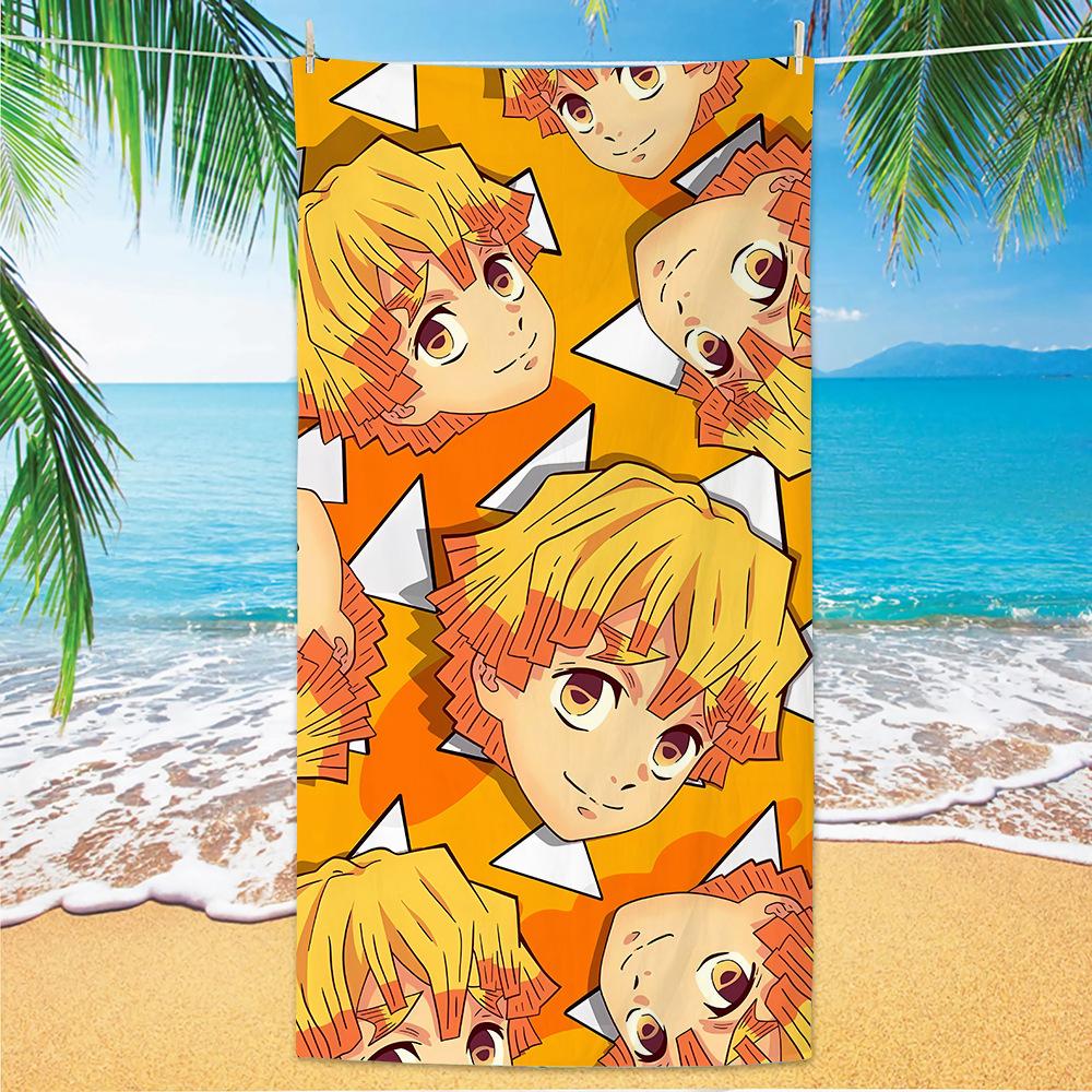 D-Demon Slayer Plážové osušky Pro děti Personalizované osušky na koupání Dárek na dovolenou k bazénu Pikniková osuška Rychleschnoucí Osušky na párty 70x140cm