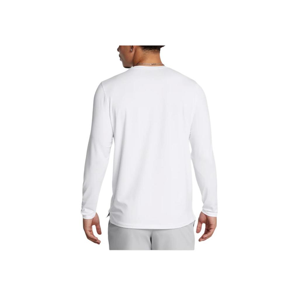 Under Armour Johnson Series Authentic Solid Color Crew Neck Long Sleeve T-Shirt Men Tops White 1386871-100
