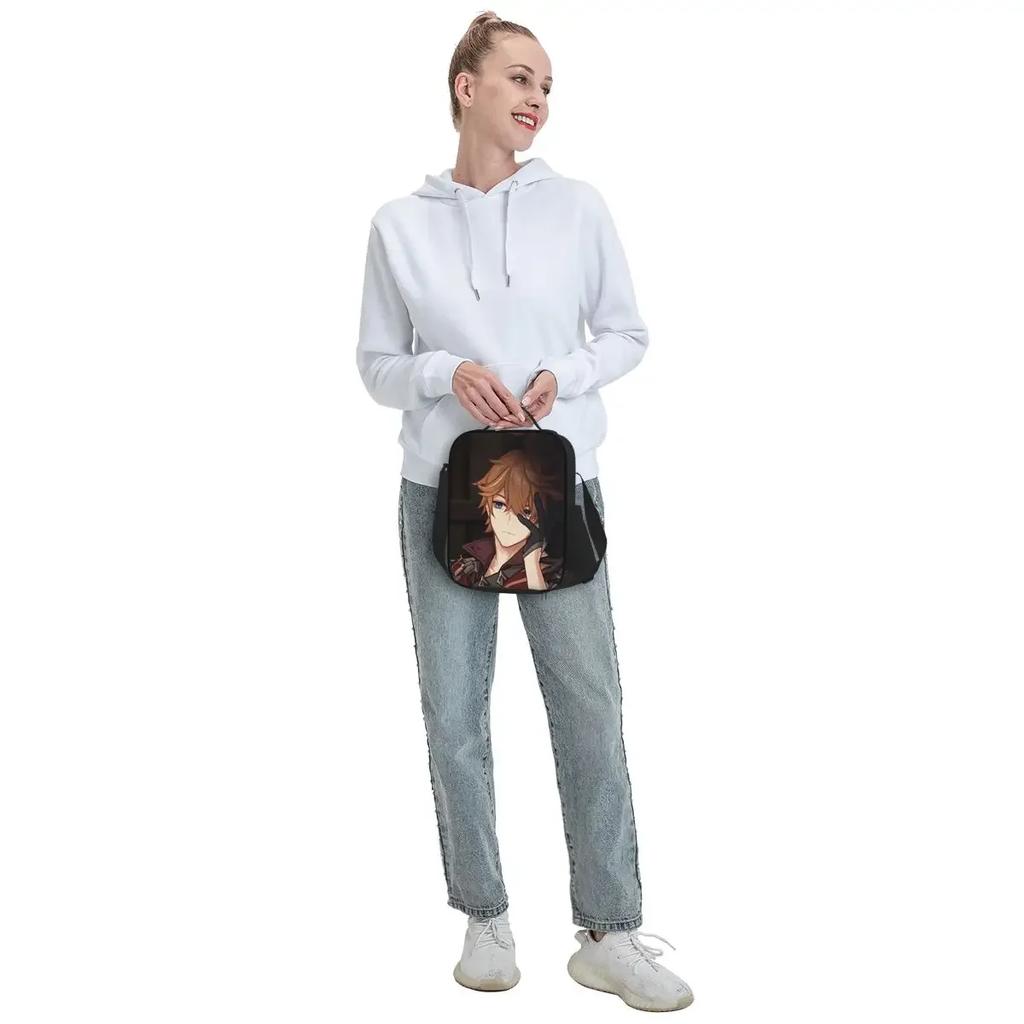 Childe Tartaglia Genshin Impact Thermal Insulated Lunch Bag Anime Game Portable Lunch Container for Kids School Children Bento