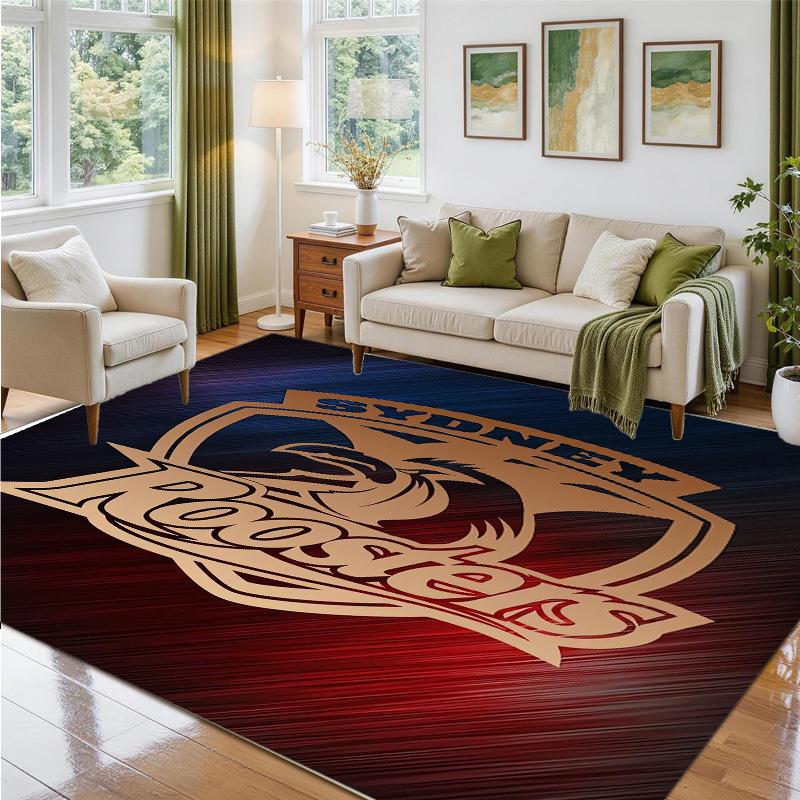 Sydney Roosters Design Crystal Velvet Rug Soft Decorative Mat for Bedroom Entrance