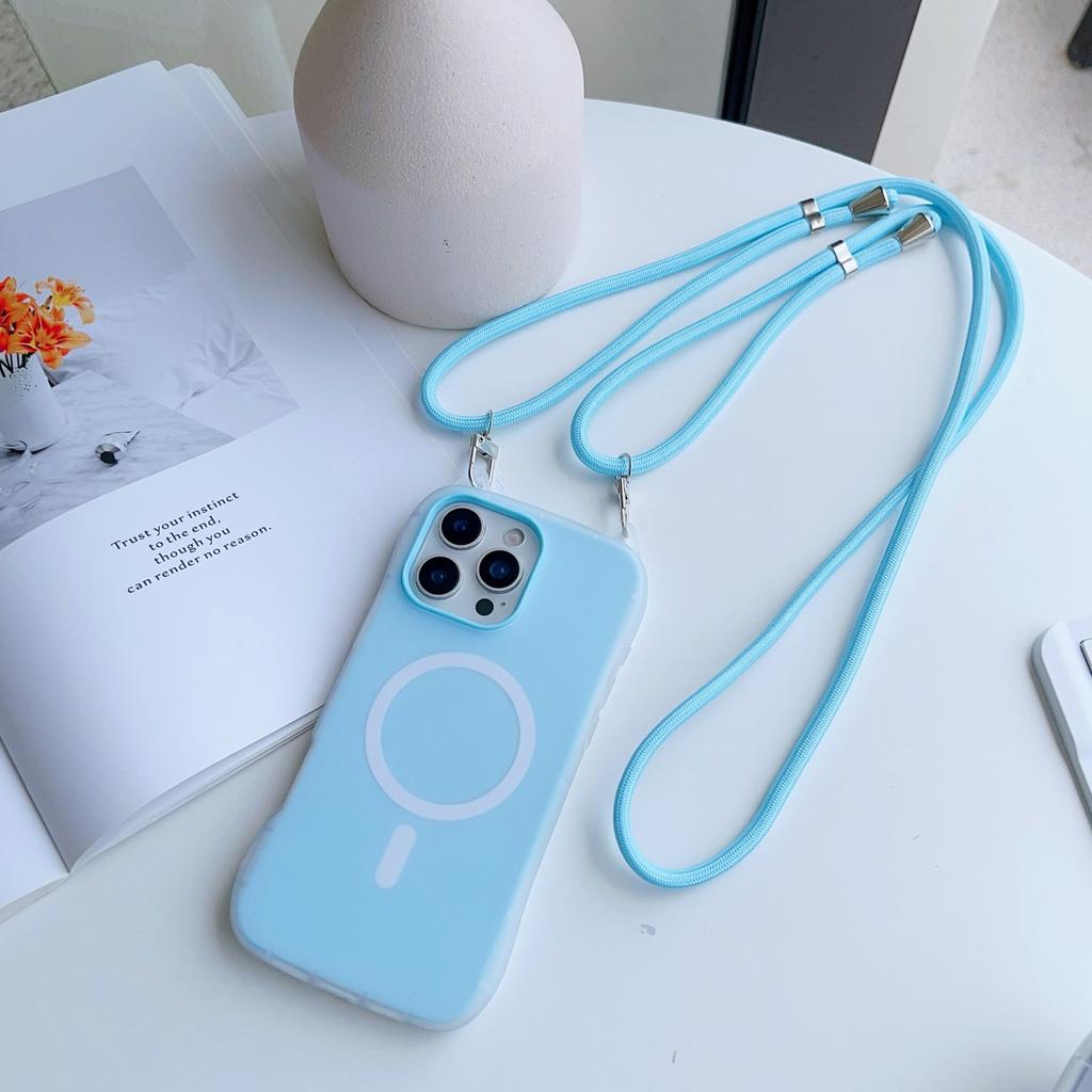 Bonbonfarbene Katzenohr Magnetische Schlanke Taille Handyhülle mit Langem Lanyard für iPhone 17 16 15 14 13 12 11 Pro Max + Plus Hülle