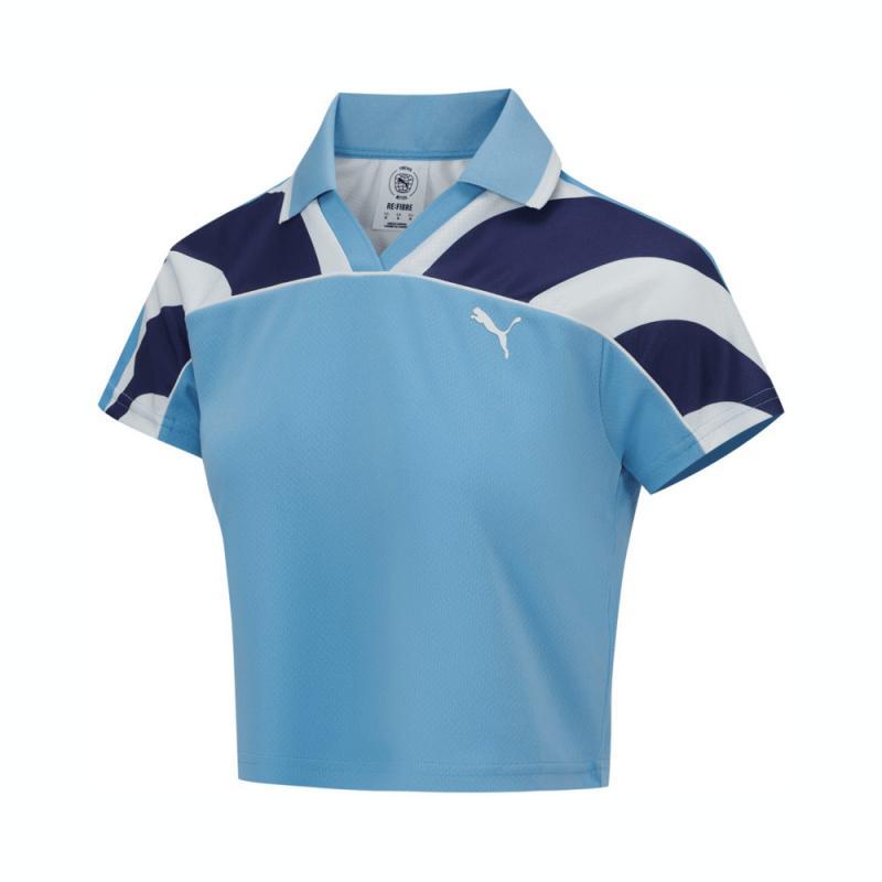 

Puma Logo Polo Shirt Women Tops Blue 629783-57 M