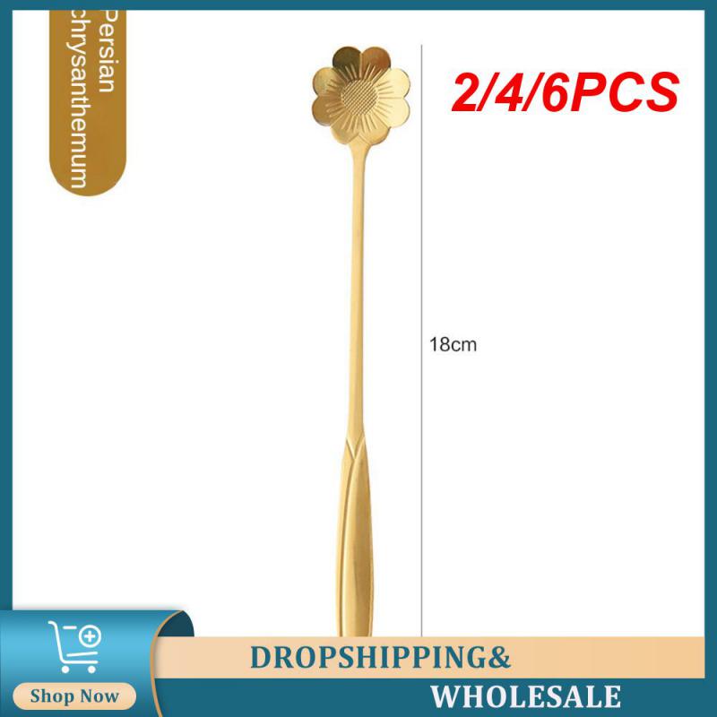 

2/4/6PCS Stainless Steel Spoon Extended Creative Meticulous Stainless Steel Kitchen Accessories Seasoning Coffee Spoon Light