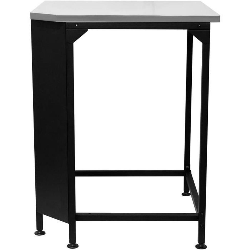 Table d'angle - COZZE - 90531 - L705 x P600 x H900 mm - Plan de travail inox 705 x 705 mm - Noir