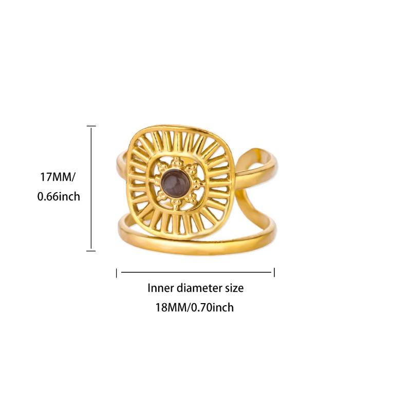 K gold-plated stainless steel ring women's personality simple niche leaf ring trendy jewelry