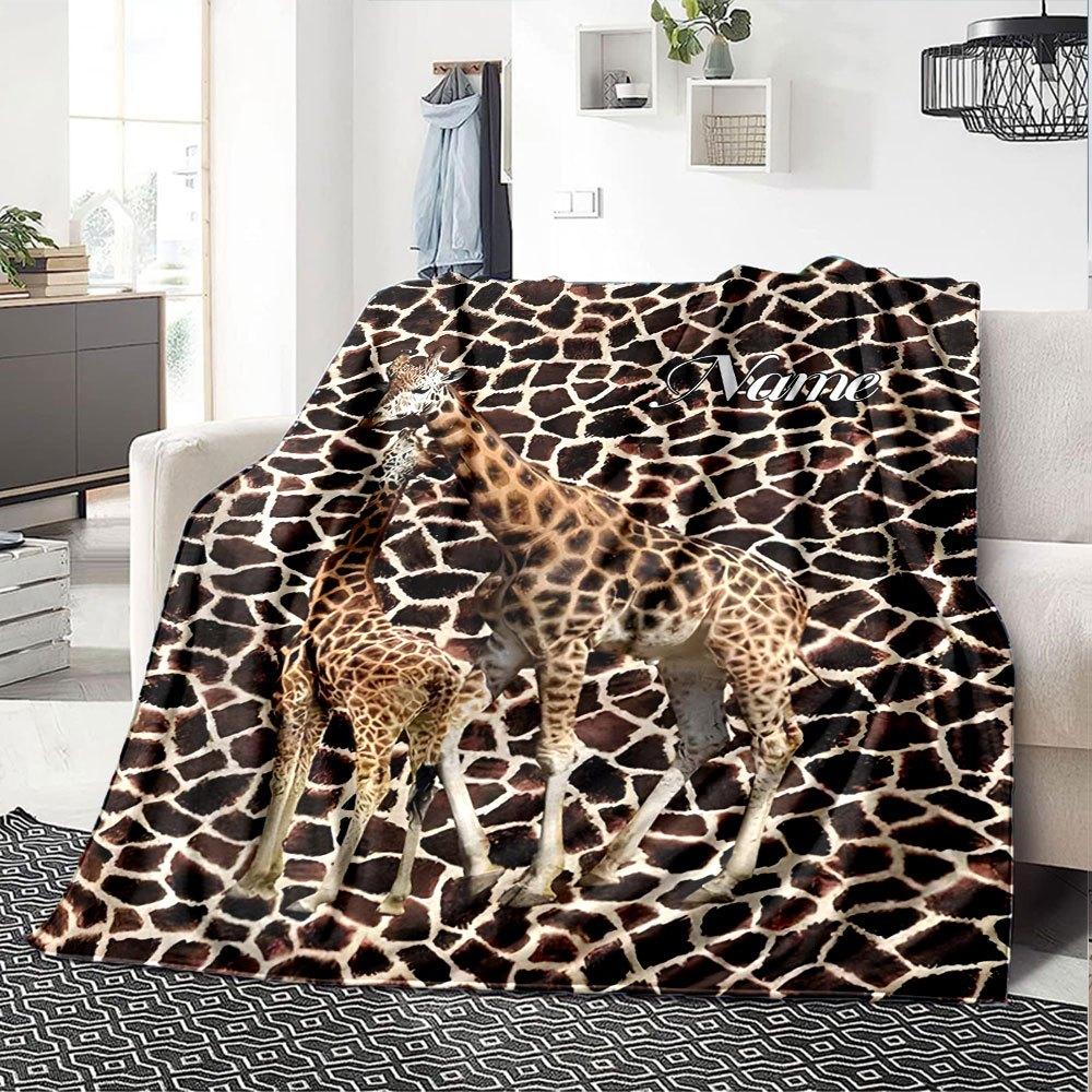 Giraffe Print Home Customize Your Name Blankets Soft And Cozy For All Seasons Perfect For Picnics Sofa Office Bed And Living Room Ideal Gift For