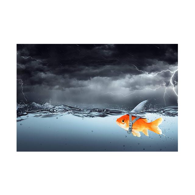Goldfish Swimming in the Storm Canvas Painting Poster Living Room Decoration