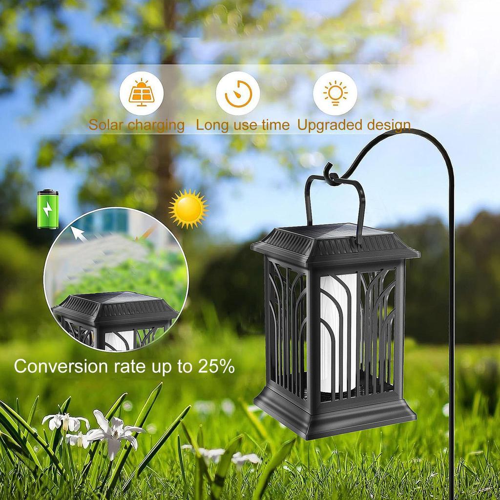 Dancing Flame Solar Lantern Outdoor Waterproof Tent Lantern Decoration Romantic Hiking Flashlight Solar Landscape Lamp For