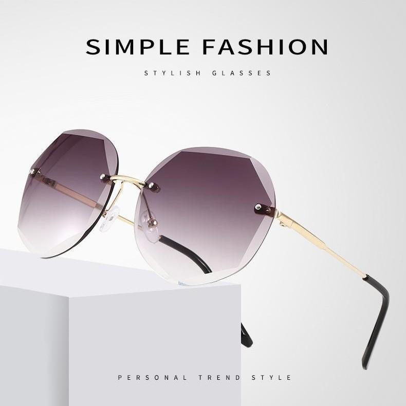 1 ud. Gafas de Sol de Moda Nuevas para Mujer Gafas de Sol sin Montura Recortadas para Mujer Gafas de Sol con Lente Polygonal Recortada Gafas de Mujer