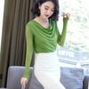 Fashion Spring Summer Mesh Base Shirt Thin Loose Fit Long Sleeve Elegant T Shirt Women Cover Belly Blouse
