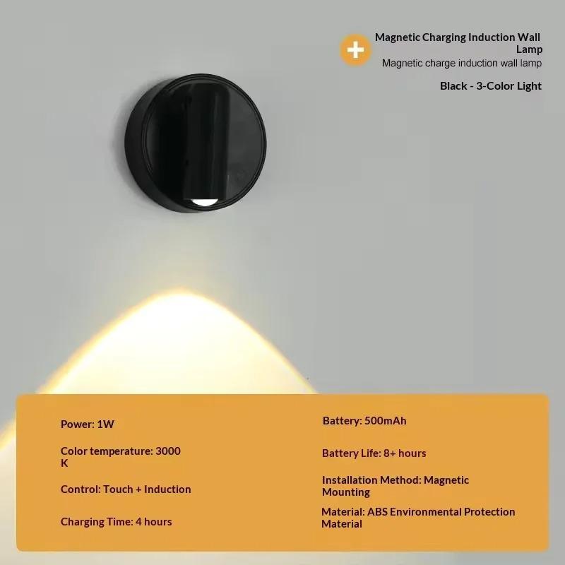 Wiederaufladbare Wandleuchte mit Bewegungssensor LED Touch-Dimmfunktion Fernbedienung 360° Drehung Nachtlichter für Heimdekoration