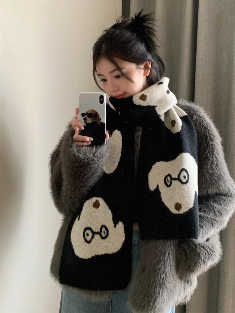 Cute little *** department versatile with scarf female winter new warm thickened knitted scarf student