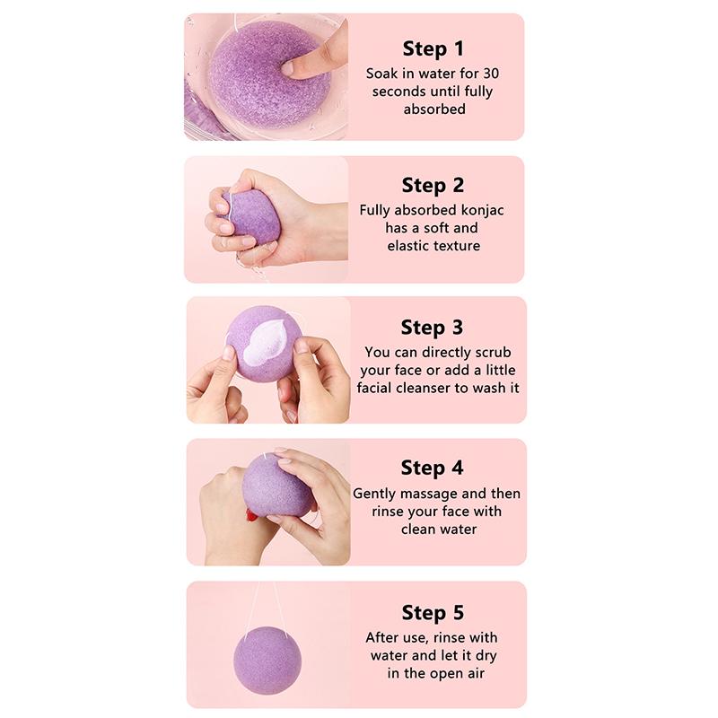 Fiber Material Round Facial Cleansing Exfoliator Face Wash Cleaning Sponge Face Wash Puff 1/5 Pcs Konjac Cleansing Sponge