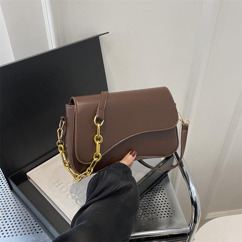 Yogodlns Vintage Leather Crossbody Bags for Women Designer Female Small Flap Shoulder Underarm Bag Armpit Handbags and Purses