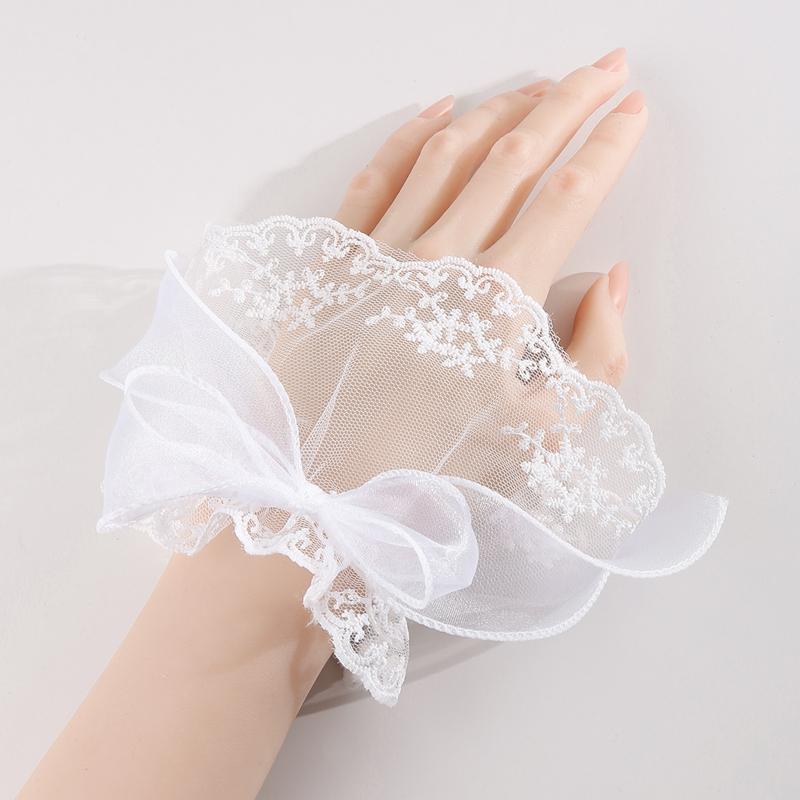 Mode Abnehmbare Spitze Mesh Stoff Falsche Ärmel Hemd Pullover Dekor Rüschen Ellbogen Trompetenmanschette Handgelenk Accessoires