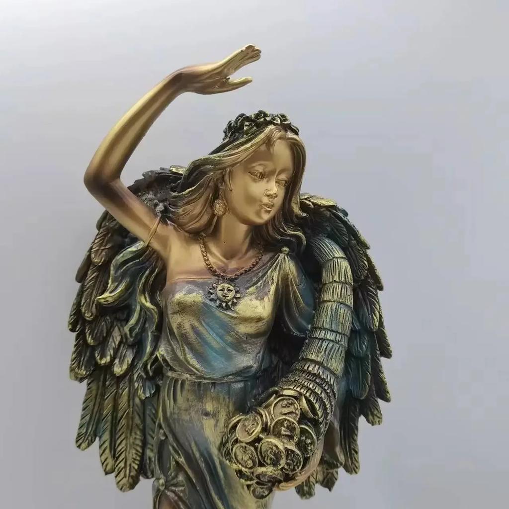 Ancient Greek Goddess of Wealth Resin Sculpture Retro Office Lucky Decoration Attracting Wealth Home Decoration Ornaments Gifts
