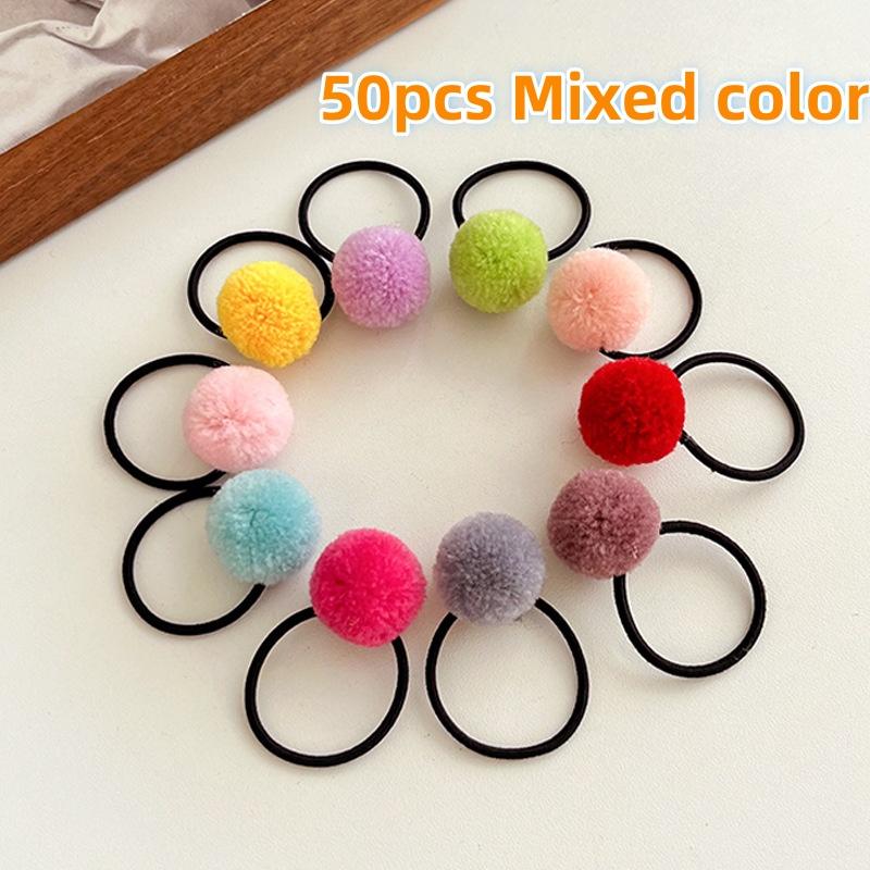 

50/100pcs Sweet girl Animal hair ball scrunchie Rubber baby headband Children s headwear Korean hair accessories