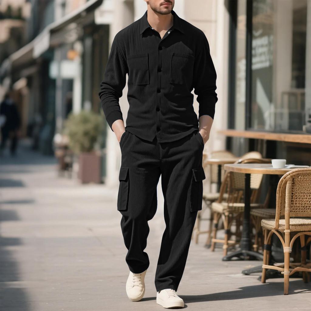 Men's Long-sleeved Shirt, Work Trousers, Corduroy Jacket And Casual Suit