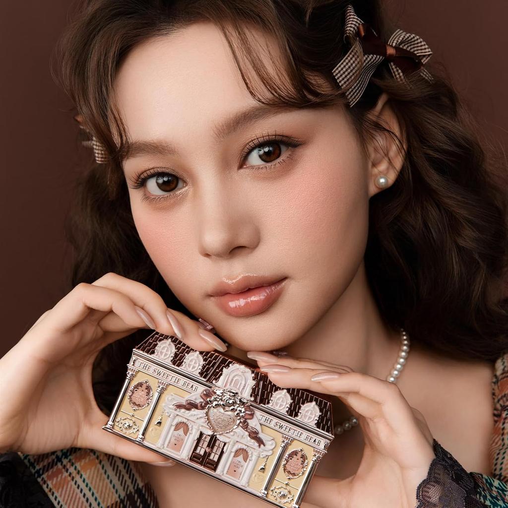 Flower Knows The Sweetie Bear Collection 6-Color Makeup Palette,Brown Eyeshadow with 4 Matte + 2 Shimmer Shades,0.23 Oz(01 Buttery Croissant)