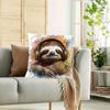 Sloth Pillowcase, Music Animal Cushion Cover, Watercolor Art Throw Pillow, Funny DJ Sloth Decor, Living Room Bedroom Decor