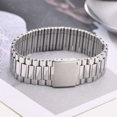 Stainless Steel Watch Band Bracelet, Silver Color Watchbands, 18mm Wide Thick Wrist Strap Clasp Daily Business Wear