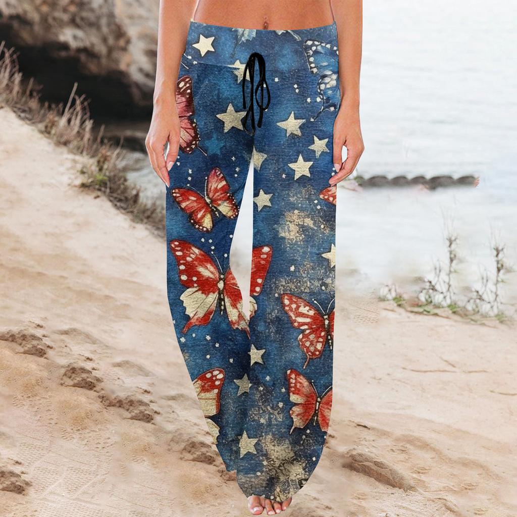 Women's Fashion Loose-Fit Drawstring Elastic Waist Casual Printed Pants