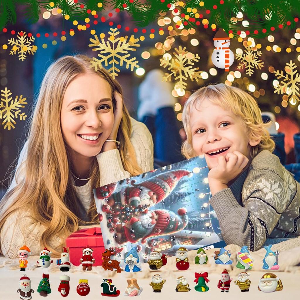 2024 Julnisse Adventskalender Färgglada Pvc-leksaker för Högtidskul Och Glada Överraskningar