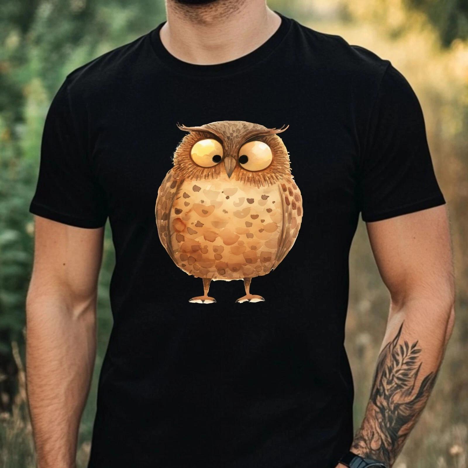 T-Shirt Herren Lustige Eule Motiv Baumwolle Größe XS bis 5XL XS