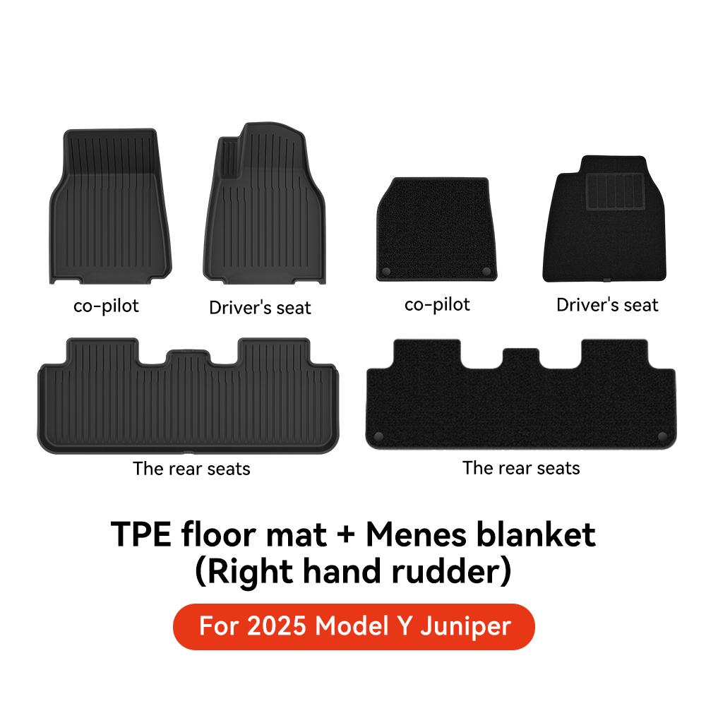 YZ TPE Foot Pad For Tesla Model Y Juniper 2025 Right Rudder floor Liner Fully Surrounded Floor Mats Waterproof Non-Slip Carpet