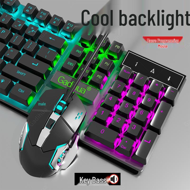 Stummes kabelgebundenes Tastatur- und Mausset mit mechanischem Gefühl für PC/Laptop-Gaming - 3-teiliges Esports-Peripheriegerät.