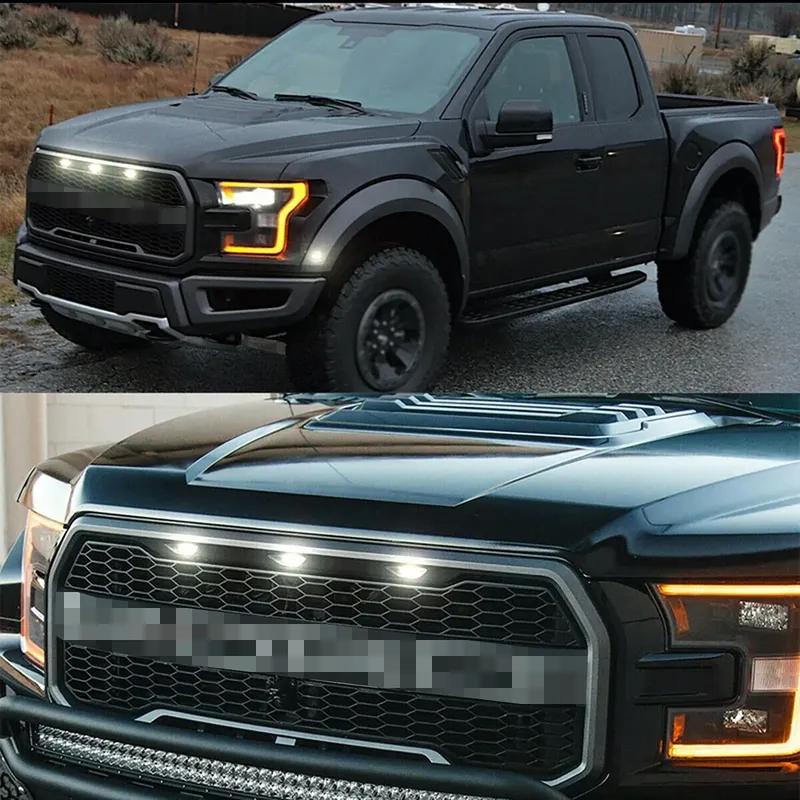 4Pcs Universal Car LED Front Grille Light Smoked Amber White Modification Lights For Off Road Trunk SUV Ford Toyota