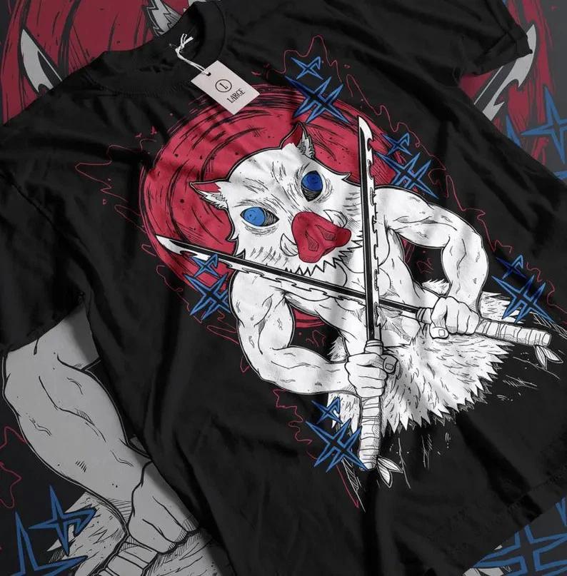 Anime Demon Slayer Inosuke Wild Black TShirt S