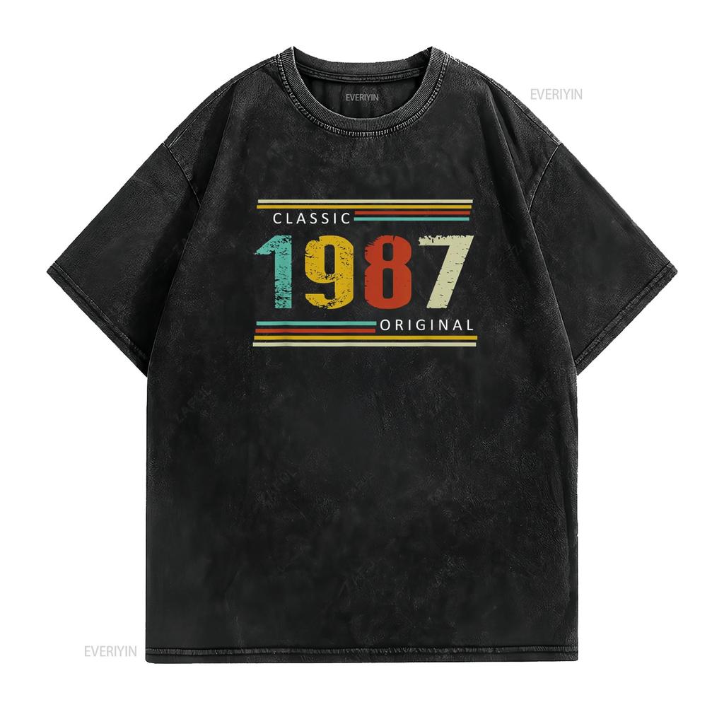 Birthday Classic of 1987 Original 37th Retro T Shirt Vintage Washed Soft Fashion Versatile Breathable Graphic Stretched Unisex