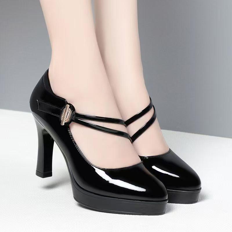 Qipao Women's Chunky Heel Leather Platform Shoes