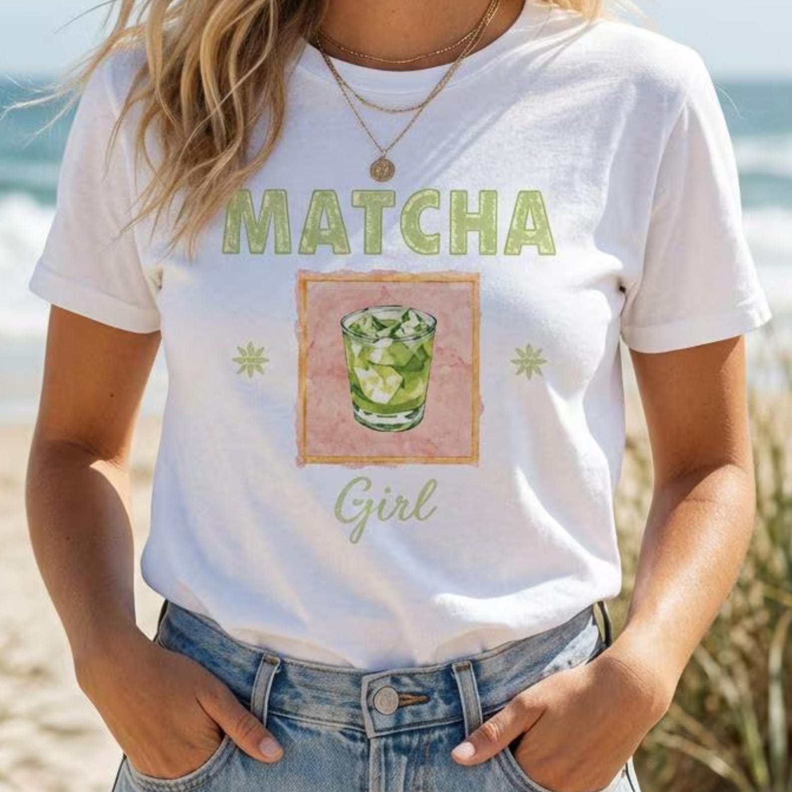 Matcha Girl T-Shirt | Iced Matcha Graphic Tee | Aesthetic Matcha Lover Gift | Vintage Café Shirt | Trendy Women s Tee XL
