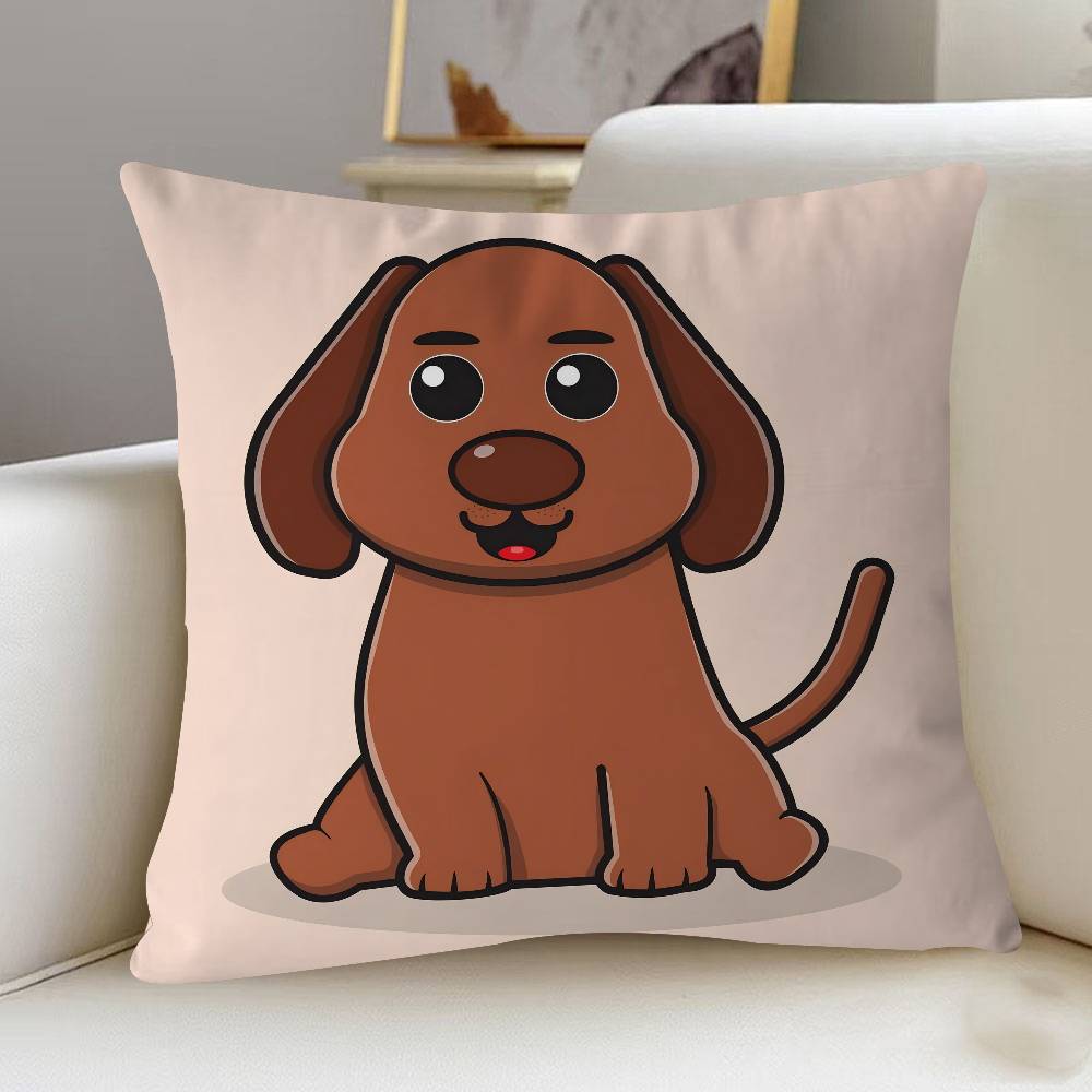 Dog Cartoon Illustration Cute Pillow Cover Sofa Cushion Cover Home Room Decoration Children Gift