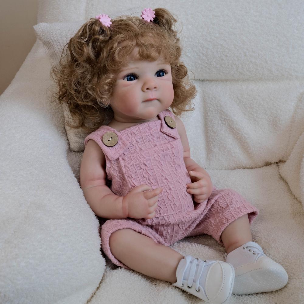 Lively 18 Inch Reborn Baby Girl Dolls Bettie Full Vinyl Body Newborn Babies Doll Realistic Implanted Curly Hair Baby Doll Toys for Kids Birthday Gifts