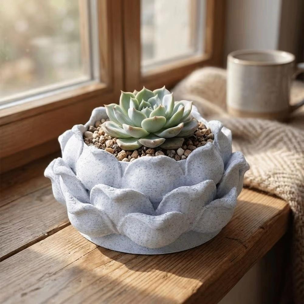 Lotus Shaped Succulent Plant Pot with Drainage Hole Flower Growing Pots Plastic Nursery Pots Yard