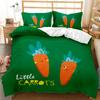 Green Duvet Cover Set, Carrots Cartoon Like Print, Decorative 3 Piece Bedding Set with 2 Pillow Shams, Queen/King/Full/Twin Size