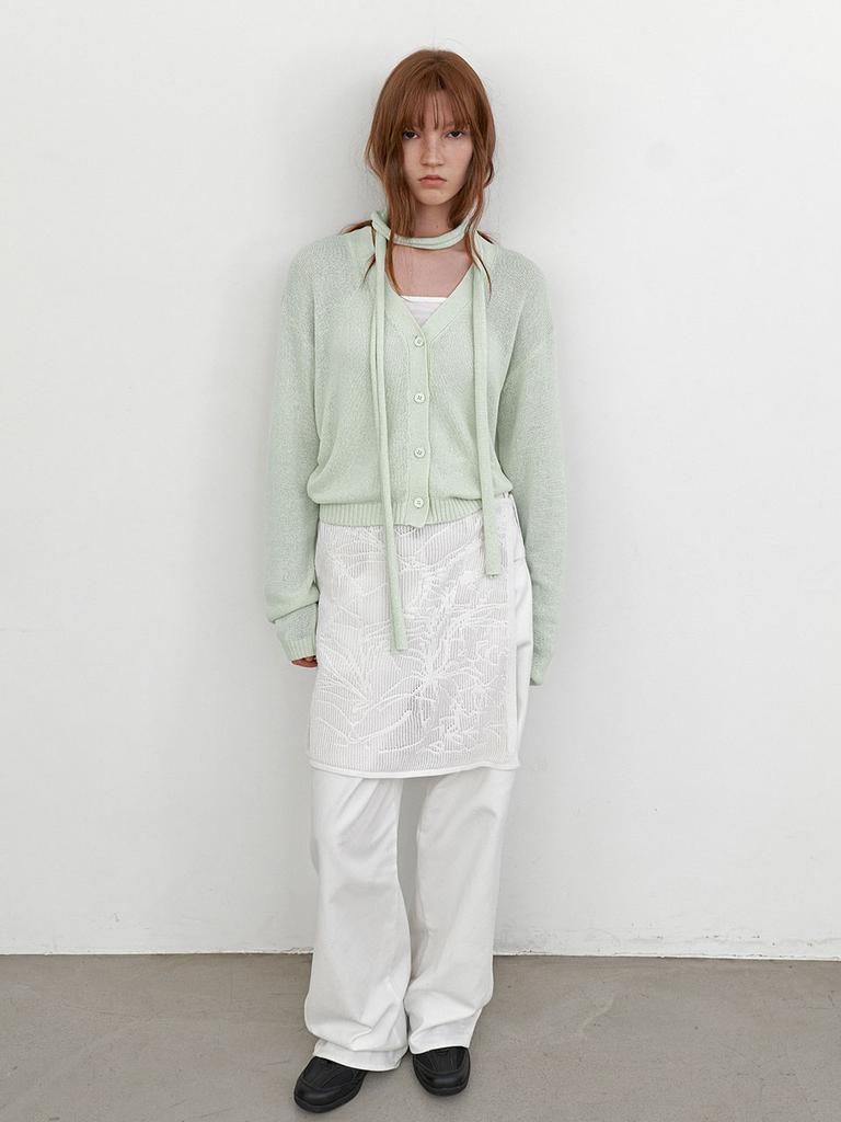 Atelier Nine Flower Lace Layerd Knit Skirt (Sk-5078)
