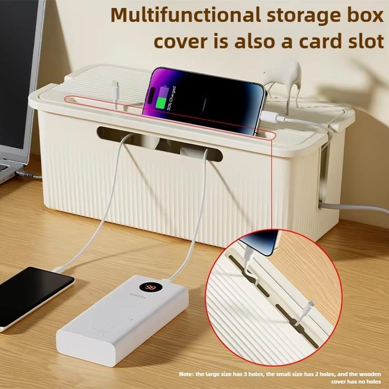 Kabelaufbewahrungsbox Schreibtisch Lade-Datenkabel Aufbewahrungsgerät Steckerbuchse Kabelmanagementgerät Schwarz Weiß Aufbewahrungs-Organizer-Set
