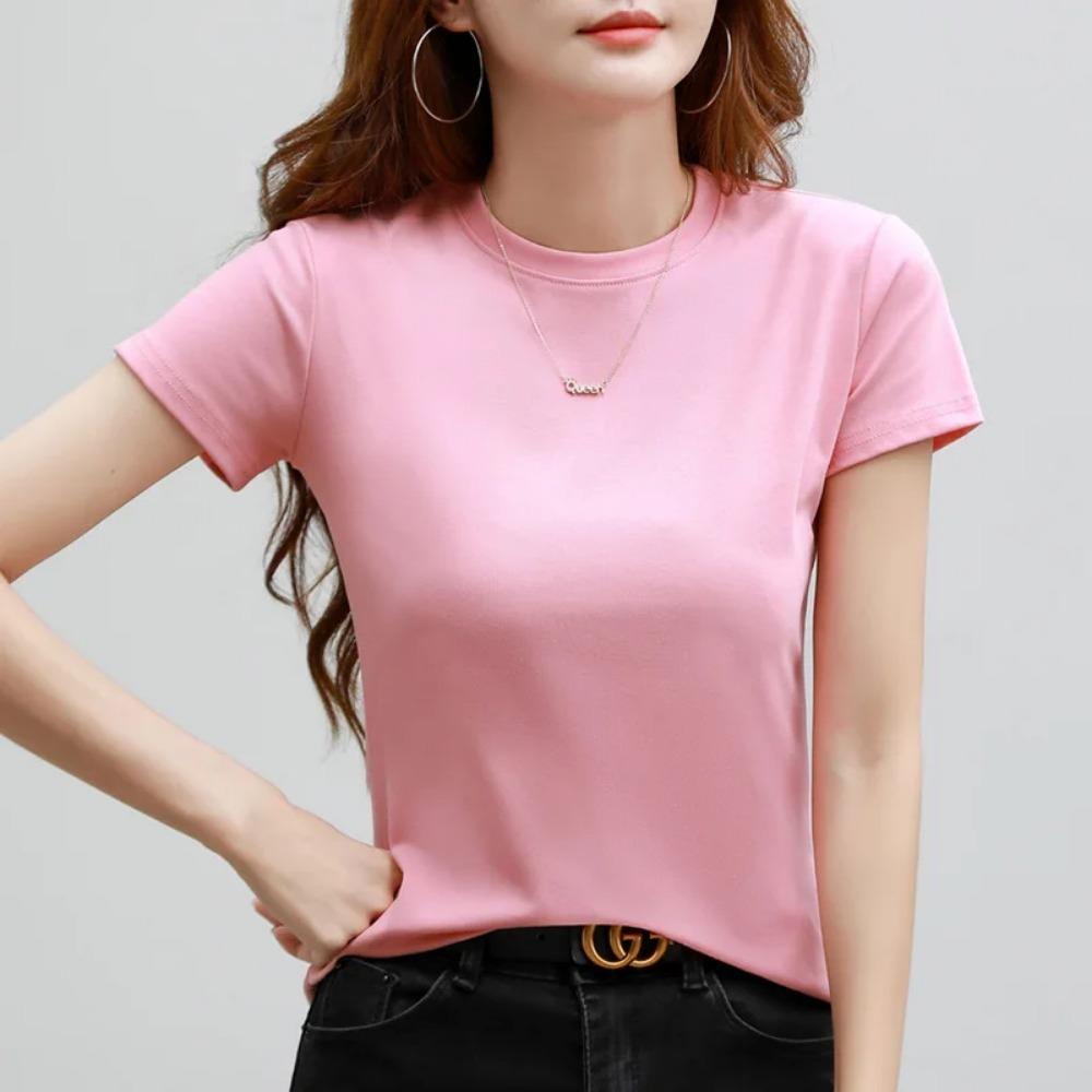 MRMT 2026 Brand New Women's T-shirt Short-sleeved Solid Color Trimming O-neck Women T Shirt for Female Woman Tops Tees Tshirt