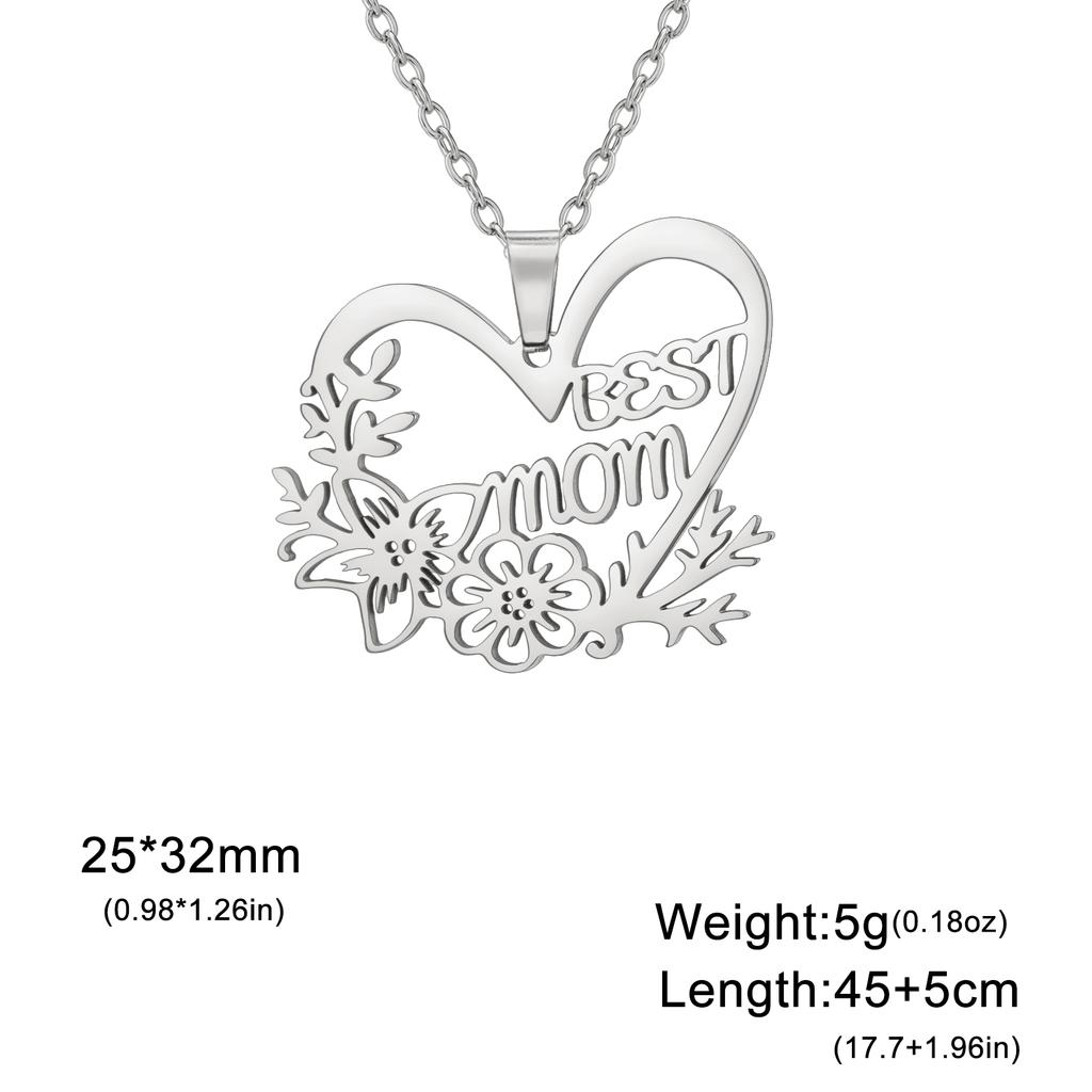 Best Mom Necklace Flower Love Heart Pendant Stainless Steel Jewelry Women Mama Birthday Neck Chain Mother's Day 2026 Trend Gifts