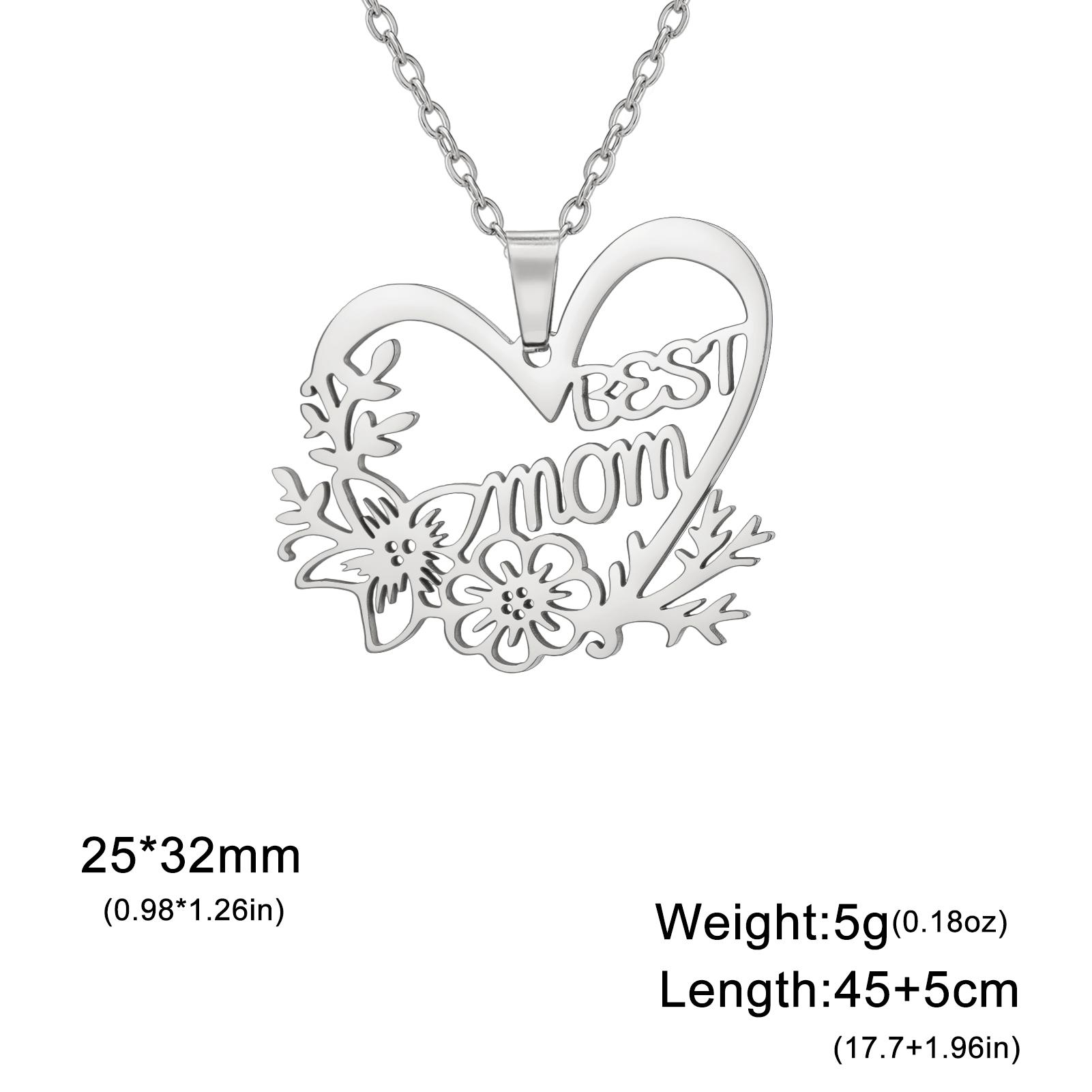 

Best Mom Necklace Flower Love Heart Pendant Stainless Steel Jewelry Women Mama Birthday Neck Chain Mother s Day 2026 Trend Gifts 45cm