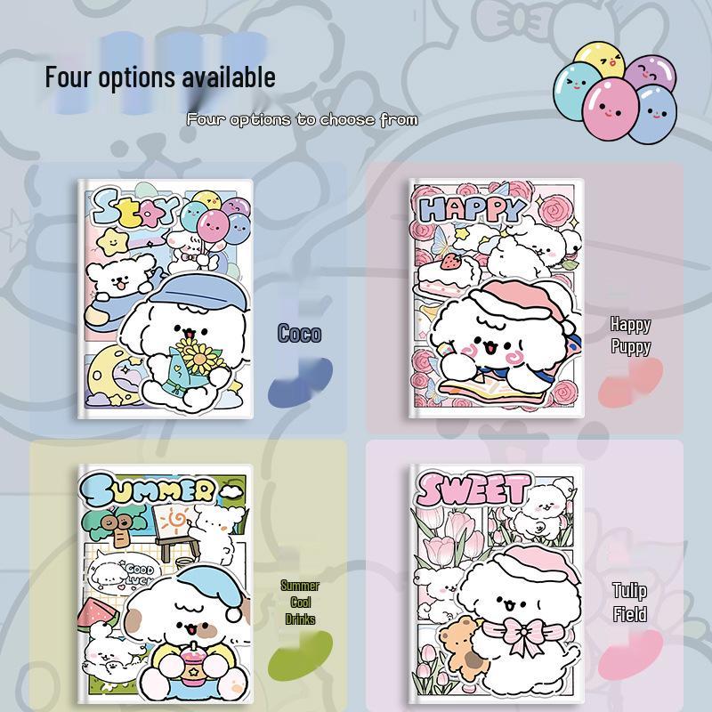Happy Dog Cartoon Waterproof Notebook - Thick Cover, Soft Diary for Students